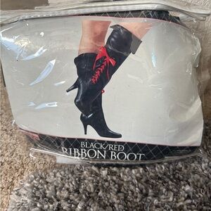 Black/Red Ribbon Boot Adult 9/10 Halloween Costume Sexy New